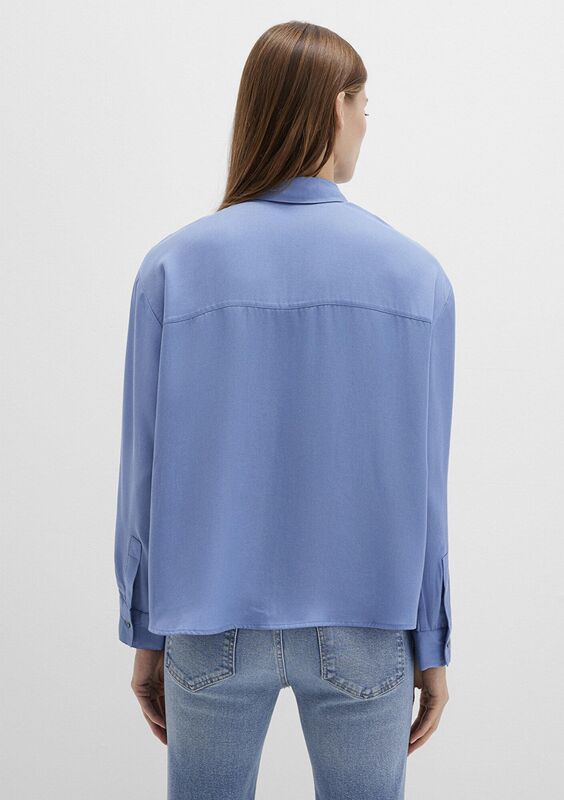 UZUN KOLLU DOKUMA GÖMLEK Kadın Mavi Gömlek - M1211354
