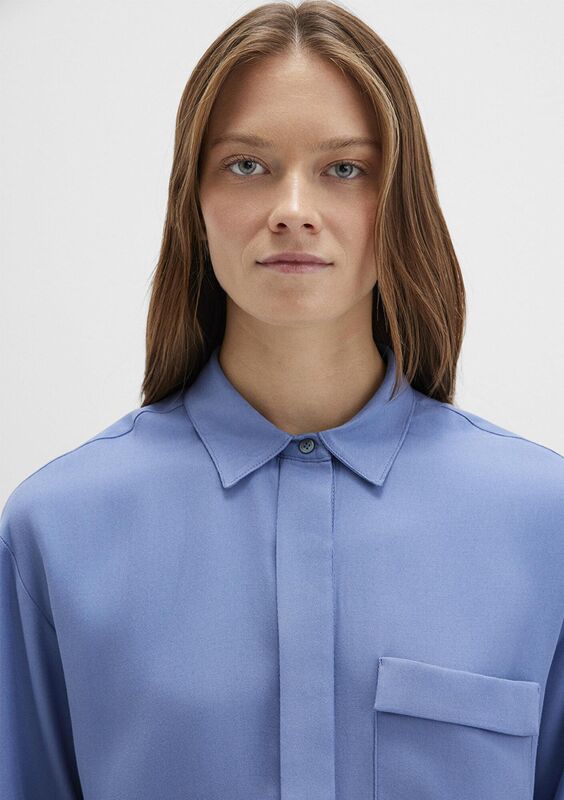 UZUN KOLLU DOKUMA GÖMLEK Kadın Mavi Gömlek - M1211354