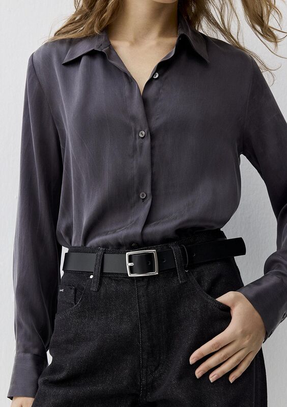 UZUN KOLLU DOKUMA GÖMLEK Kadın Siyah Gömlek - M1211269