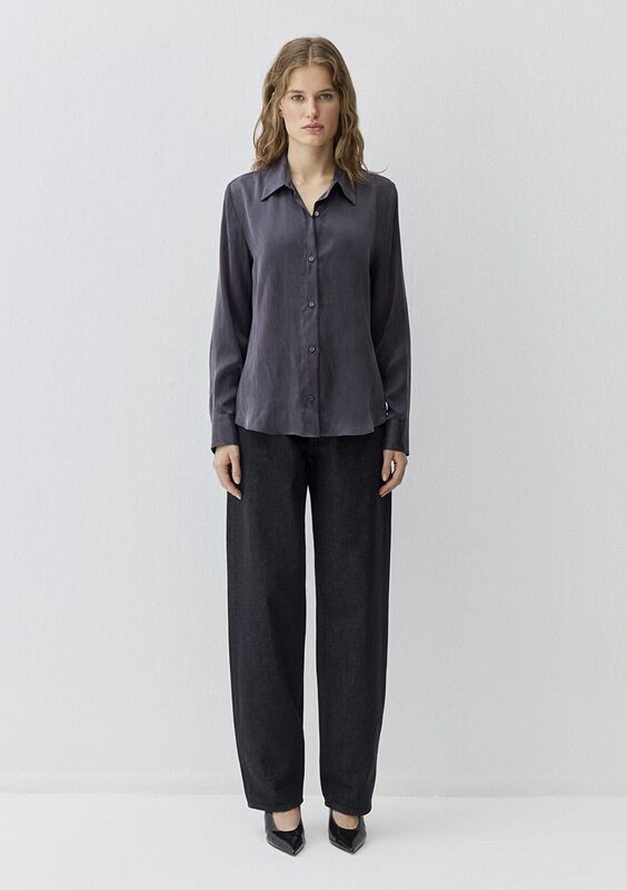 UZUN KOLLU DOKUMA GÖMLEK Kadın Siyah Gömlek - M1211269