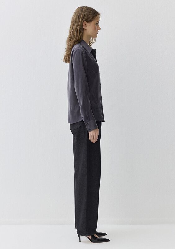 UZUN KOLLU DOKUMA GÖMLEK Kadın Siyah Gömlek - M1211269