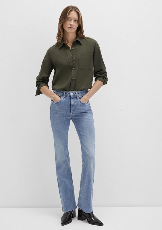 UZUN KOLLU DOKUMA GÖMLEK Kadın Yeşil Gömlek - M1211285