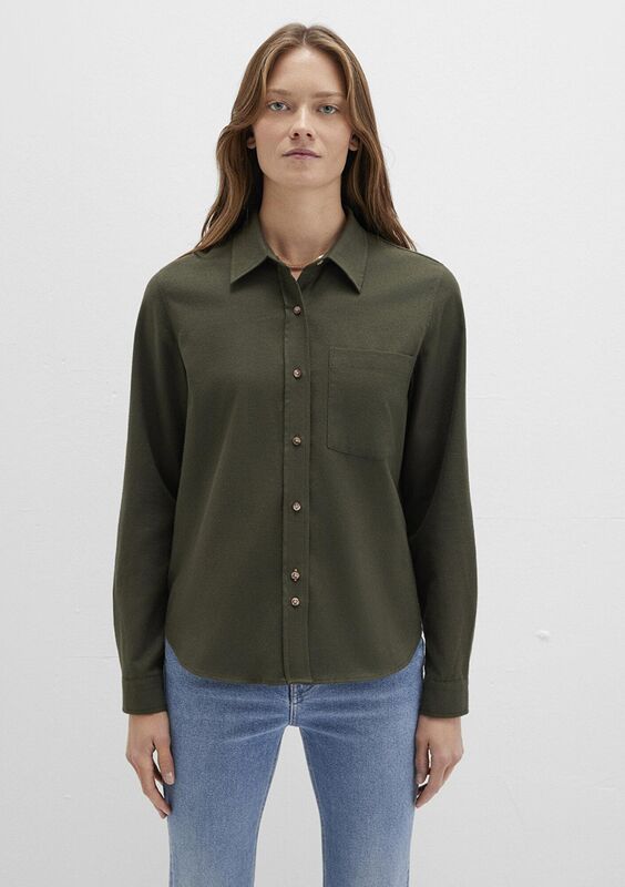 UZUN KOLLU DOKUMA GÖMLEK Kadın Yeşil Gömlek - M1211285