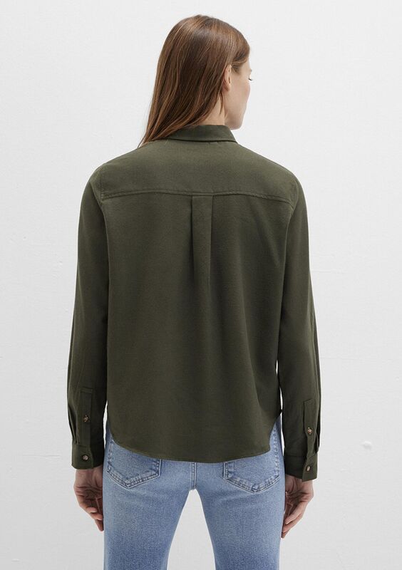UZUN KOLLU DOKUMA GÖMLEK Kadın Yeşil Gömlek - M1211285