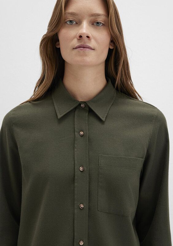 UZUN KOLLU DOKUMA GÖMLEK Kadın Yeşil Gömlek - M1211285