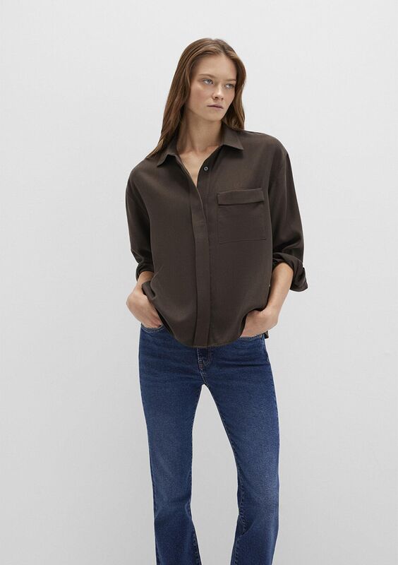 UZUN KOLLU DOKUMA GÖMLEK Kadın Yeşil Gömlek - M1211354
