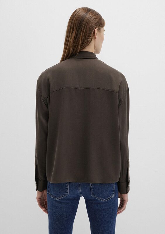 UZUN KOLLU DOKUMA GÖMLEK Kadın Yeşil Gömlek - M1211354