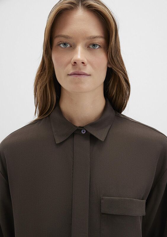 UZUN KOLLU DOKUMA GÖMLEK Kadın Yeşil Gömlek - M1211354