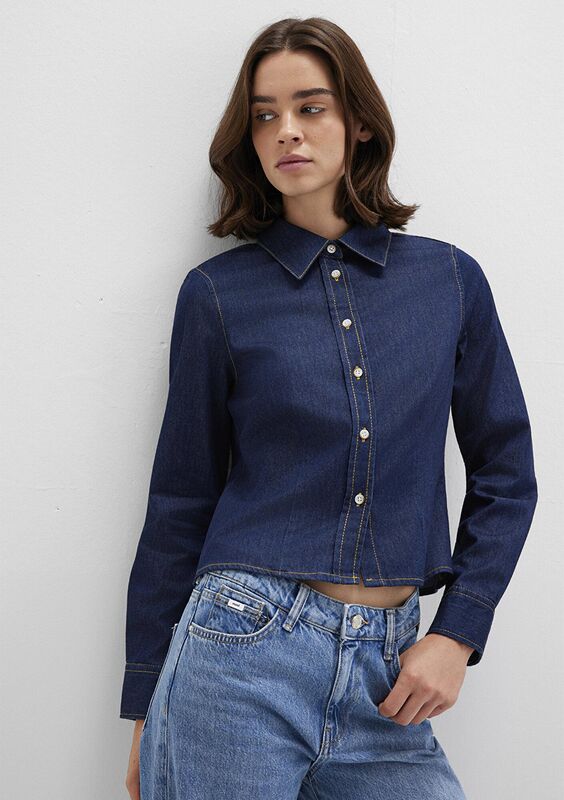 UZUN KOLLU GÖMLEK Kadın Mavi UK Gömlek - M1211178