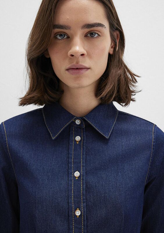 UZUN KOLLU GÖMLEK Kadın Mavi UK Gömlek - M1211178