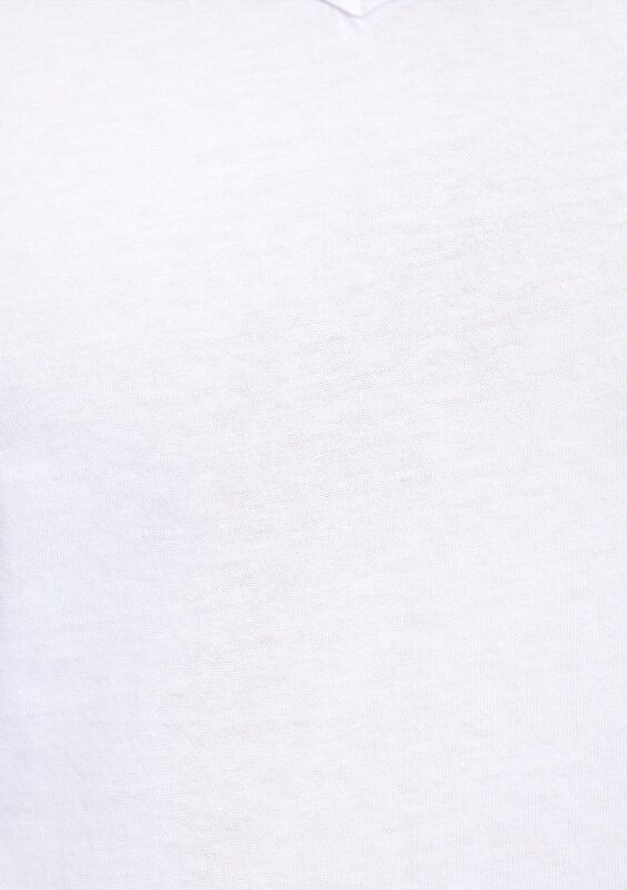 V YAKA TİŞÖRT Erkek Beyaz Basic T-Shirt - M062773
