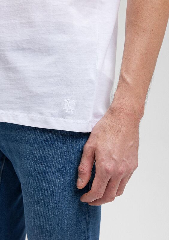 V YAKA TİŞÖRT Erkek Beyaz T-Shirt - M062773
