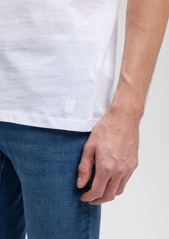 V YAKA TİŞÖRT Erkek Beyaz T-Shirt - M062773