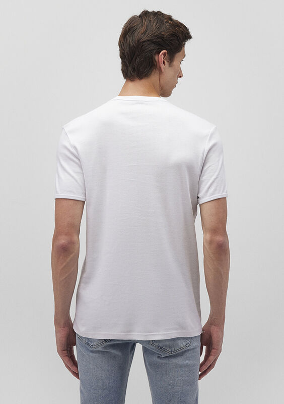 V YAKA TİŞÖRT Erkek Beyaz T-Shirt - M063748