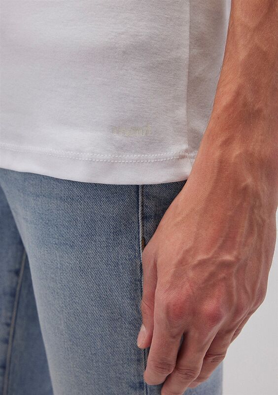 V YAKA TİŞÖRT Erkek Beyaz T-Shirt - M063748