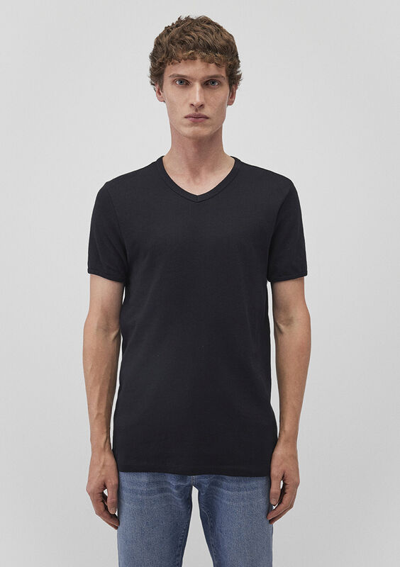 V YAKA TİŞÖRT Erkek Siyah T-Shirt - M063748