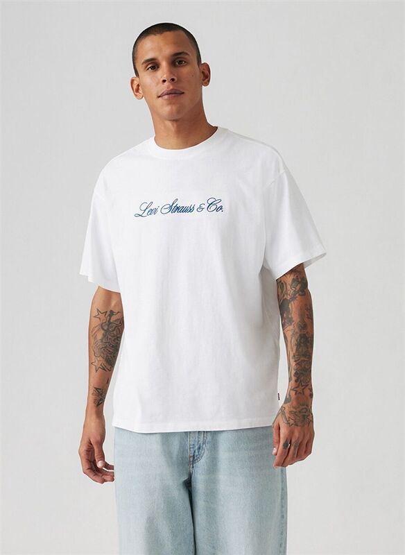 Levi's - VINTAGE FIT GRAPHIC TEET LEVIS SCRIPT Erkek Beyaz T-Shirt - A9440