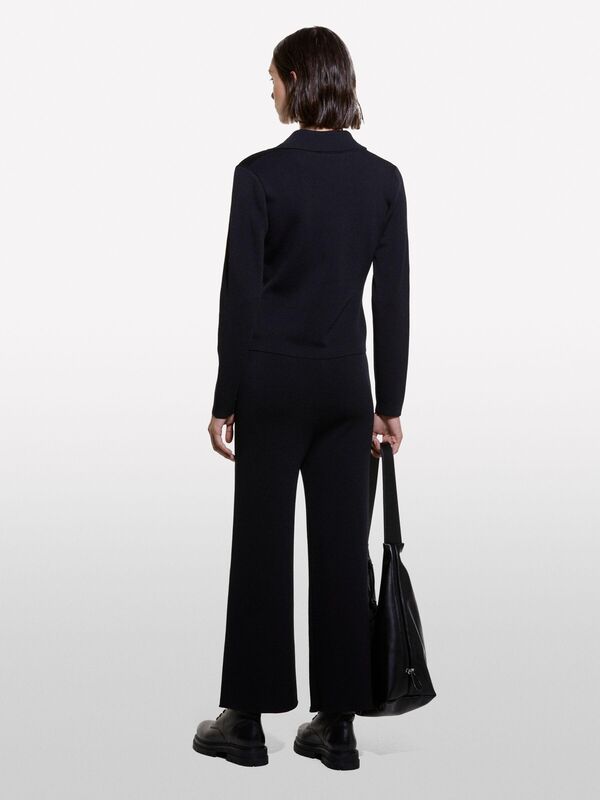 Viskoz Karışımlı 4 Düğmeli Çentikli Yaka Kruvaze Ceket Kadın Siyah Ceket - 324A112AM601Y