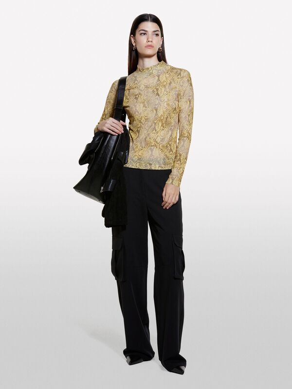 Sisley - Viskoz Karışımlı 5 Cepli Düz Kesim Kargo Pantolon Kadın Siyah Pantolon - 324A4KVXLF05Y