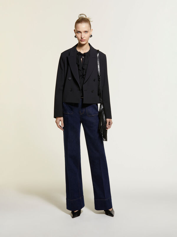 Viskoz Karışımlı Astarlı Kruvaze Regular Fit Ceket Kadın Siyah Ceket - 325A2FMNLW03A