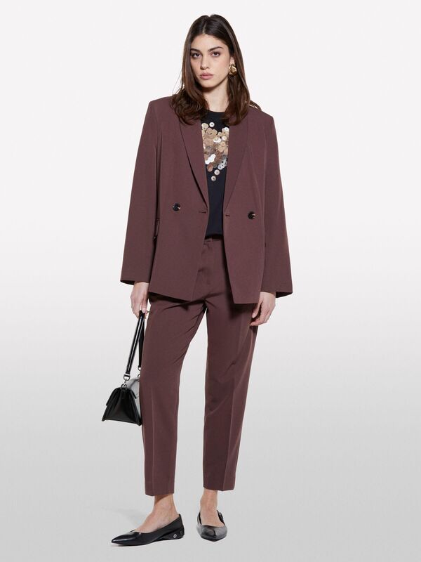 Viskoz Karışımlı Beli Lastikli Pantolon Kadın kahverengi Pantolon - 325P4KVXL5CM7