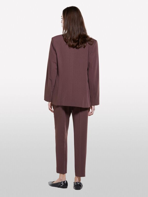 Viskoz Karışımlı Beli Lastikli Pantolon Kadın kahverengi Pantolon - 325P4KVXL5CM7