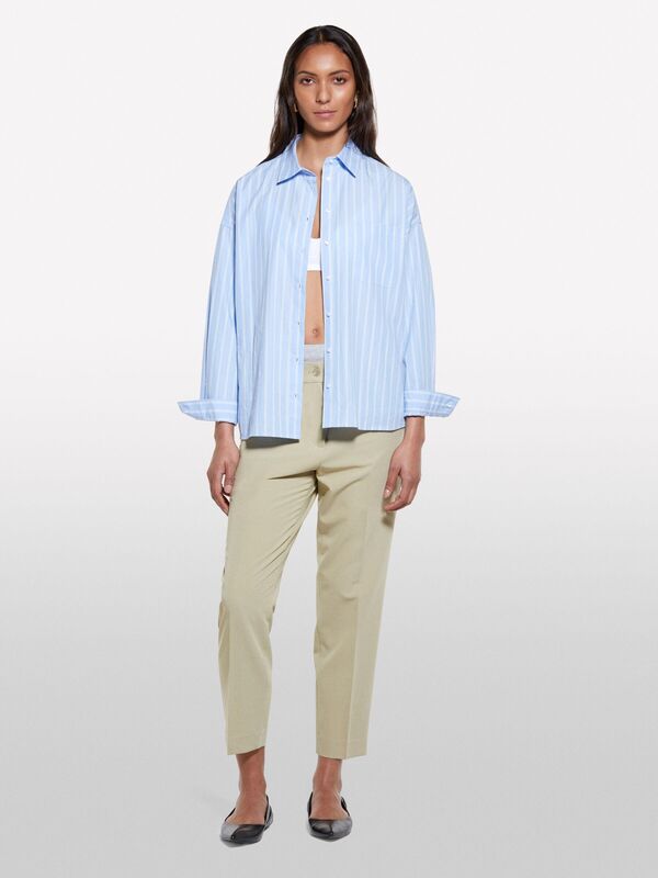 Viskoz Karışımlı Beli Lastikli Pantolon Kadın Kum Rengi Pantolon - 325P4KVXL5CM7