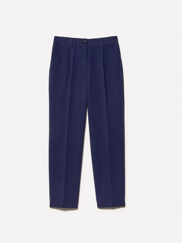 Viskoz Karışımlı Beli Lastikli Pantolon Kadın LACİVERT Pantolon - 325P4KVXL5CM7