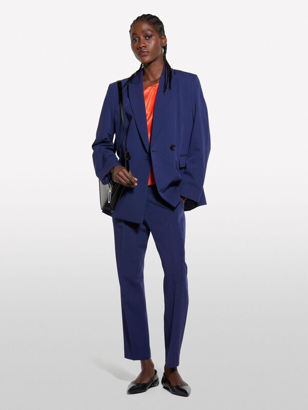 Viskoz Karışımlı Beli Lastikli Pantolon Kadın Lacivert Pantolon - 325P4KVXL5CM7