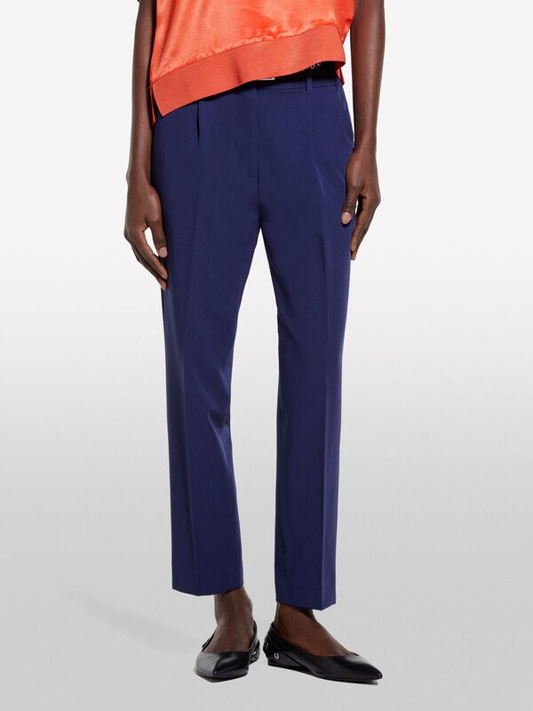 Viskoz Karışımlı Beli Lastikli Pantolon Kadın Lacivert Pantolon - 325P4KVXL5CM7