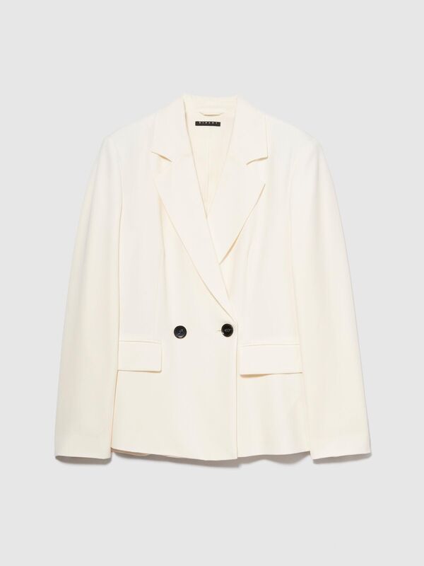 Viskoz Karışımlı Biyeli Cep Detaylı Ceket Kadın Mavi Ceket - 324P2KVXLW01R