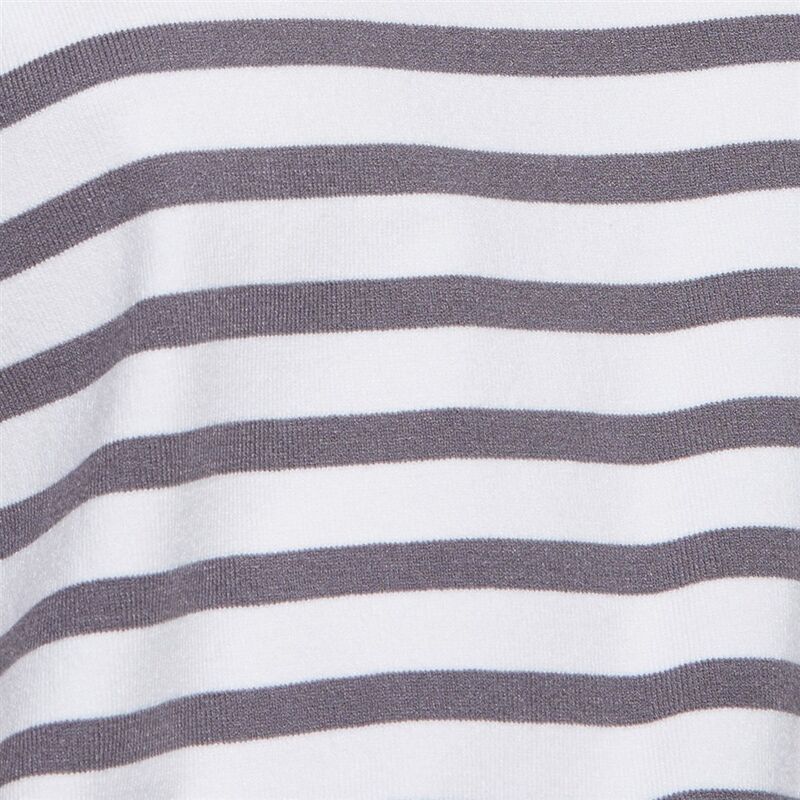 Viskoz Karışımlı Çizgili Bisiklet Yaka Kısa Kollu Kazak Kadın Haki Mix Kazak - 324A17Q3M1052