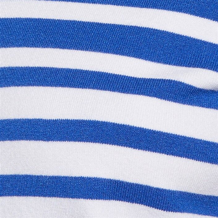 Viskoz Karışımlı Çizgili Bisiklet Yaka Kısa Kollu Kazak Kadın Siyah Mix Kazak - 324A17Q3M1052