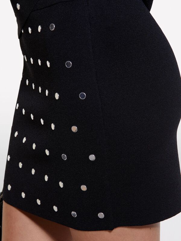 Viskoz Karışımlı Dar Kesim Mini Etek Kadın Siyah Etek - 324A1MNPM000D