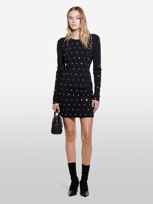 Viskoz Karışımlı Dar Kesim Mini Etek Kadın Siyah Etek - 324A1MNPM000D