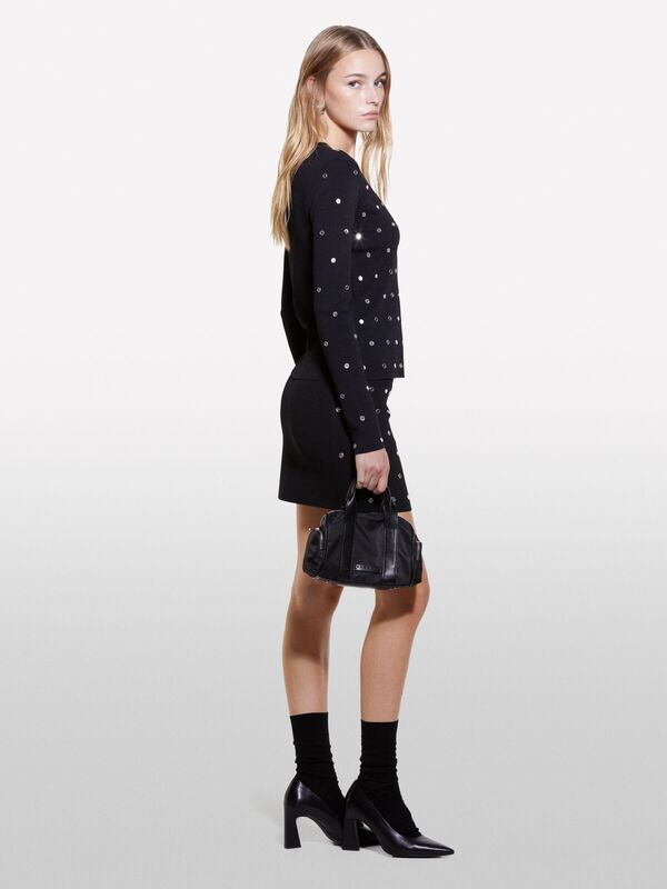 Viskoz Karışımlı Dar Kesim Mini Etek Kadın Siyah Etek - 324A1MNPM000D