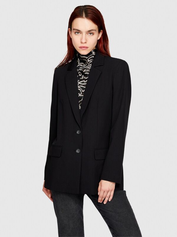 Viskoz Karışımlı Esnek Regular Fit Blazer Ceket Kadın Siyah Ceket - 323A2KVXLW00D