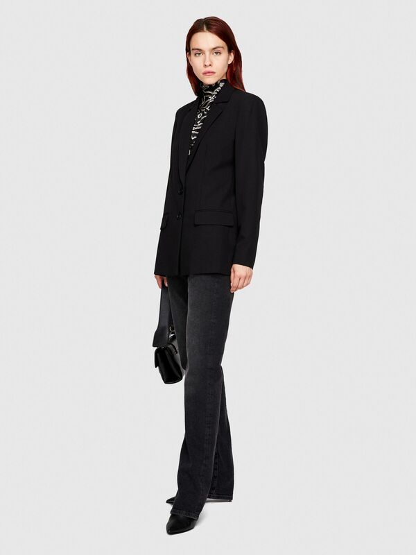 Viskoz Karışımlı Esnek Regular Fit Blazer Ceket Kadın Siyah Ceket - 323A2KVXLW00D