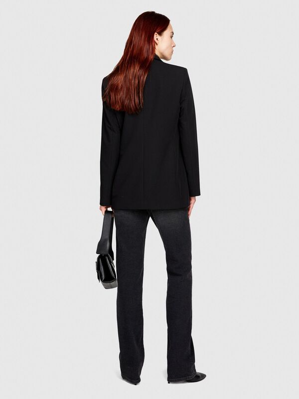 Viskoz Karışımlı Esnek Regular Fit Blazer Ceket Kadın Siyah Ceket - 323A2KVXLW00D