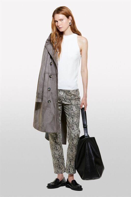 Viskoz Karışımlı Fitilli Halter Yaka Üst Kadın Bej T-Shirt - 324A17Q3MH00D