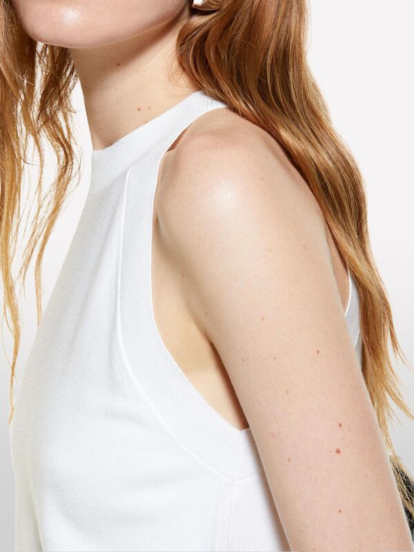 Viskoz Karışımlı Fitilli Halter Yaka Üst Kadın Bej T-Shirt - 324A17Q3MH00D