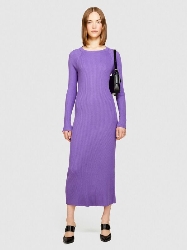 Viskoz Karışımlı Geniş Yaka Reglan Kol Uzun Elbise Kadın 3M1 Elbise - 324P1B7YMV00M