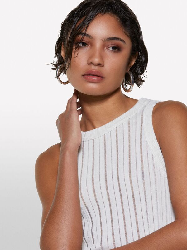 Viskoz Karışımlı Halter Yaka Slim Fit Atlet Kadın Beyaz Atlet - 325P31WELH00X