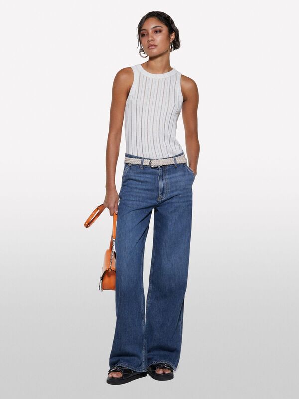 Viskoz Karışımlı Halter Yaka Slim Fit Atlet Kadın Beyaz Atlet - 325P31WELH00X