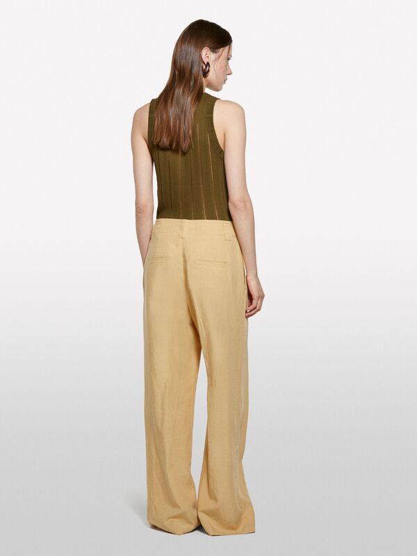Viskoz Karışımlı Halter Yaka Slim Fit Atlet Kadın Haki Atlet - 325P31WELH00X