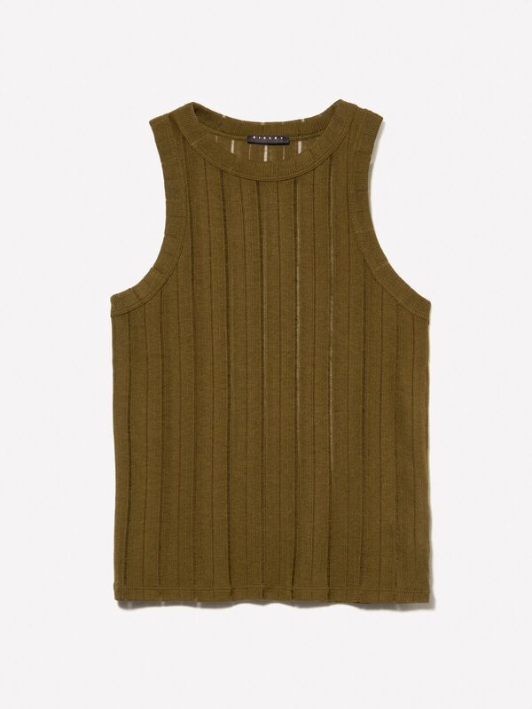 Viskoz Karışımlı Halter Yaka Slim Fit Atlet Kadın Haki Atlet - 325P31WELH00X