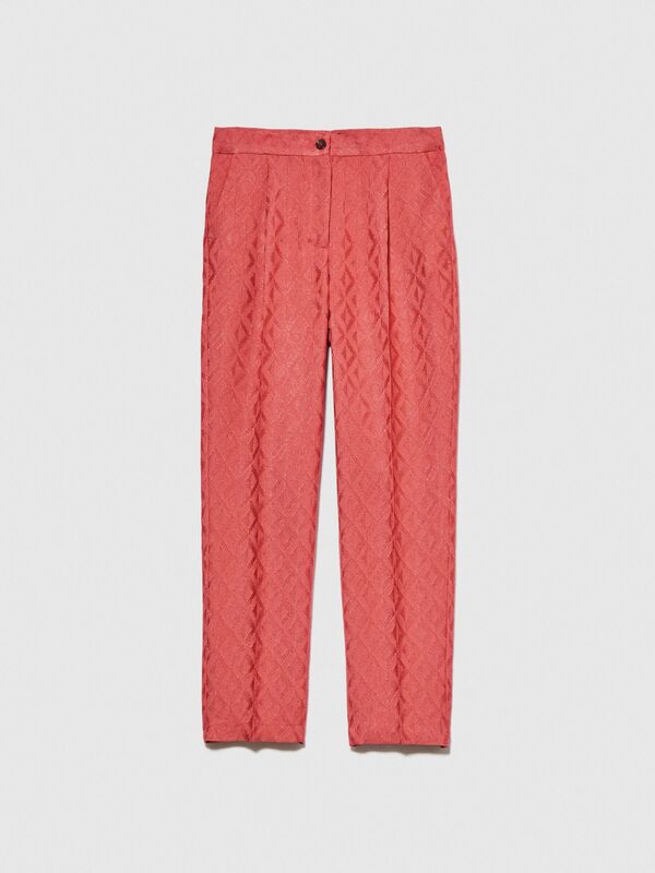 Viskoz Karışımlı Havuç Kesim Jakarlı Pantolon Kadın Mor Pantolon - 323A47R8LF03Q