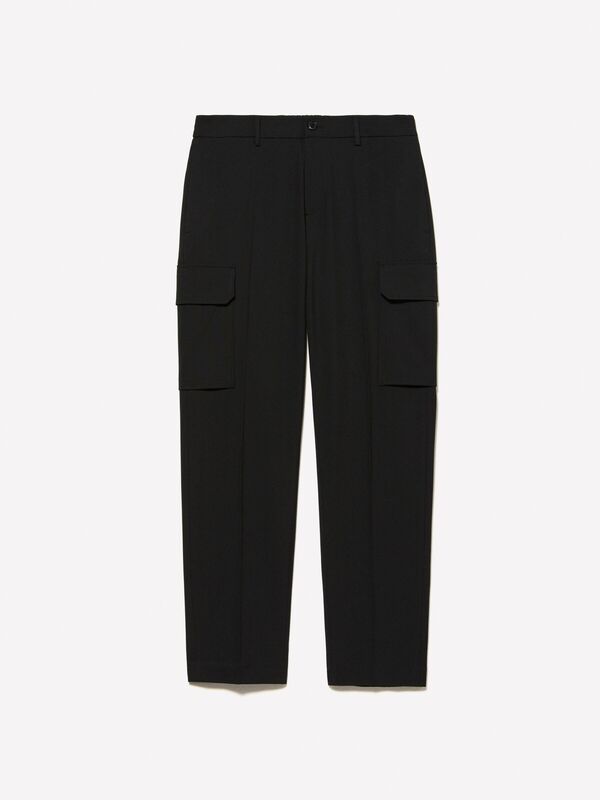 Viskoz Karışımlı Kargo Jogger Pantolon Erkek Siyah Mix Pantolon - 324A4NGUSF04O
