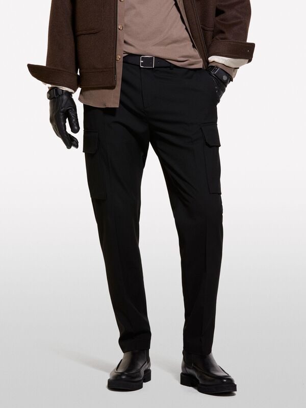 Viskoz Karışımlı Kargo Jogger Pantolon Erkek Siyah Mix Pantolon - 324A4NGUSF04O