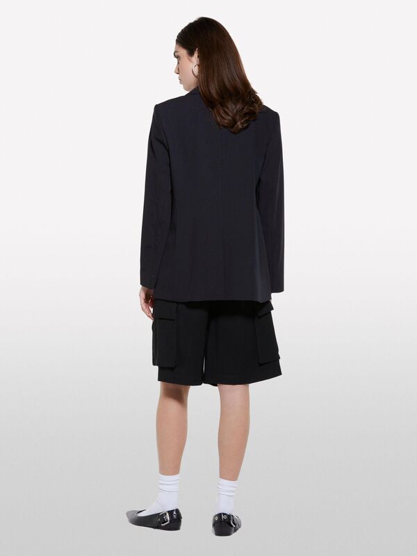 Viskoz Karışımlı Kemerli Comfort Fit Bermuda Şort Kadın Siyah Şort - 325P4G48L901I